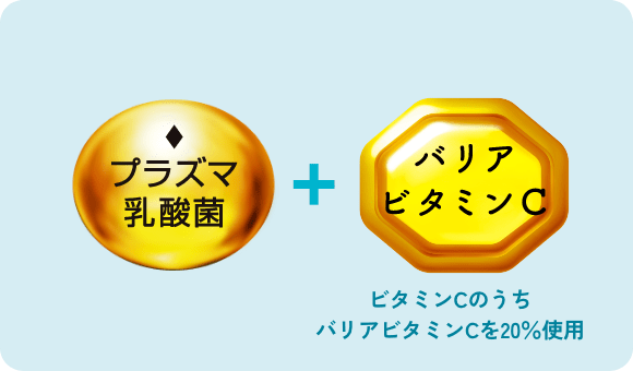 プラズマ乳酸菌 + バリアビタミンC ビタミンCのうちバリアビタミンCを20%使用